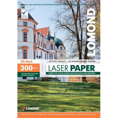 Фотобумага двухсторонняя матовая для лазерной печати Lomond 300 г/м2, A4, 150 л (0300743)