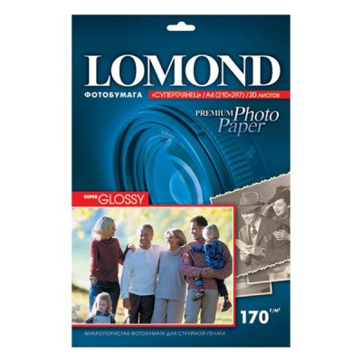 Фотобумага глянцевая Lomond Super Glossy Bright 170 г/м2, A4, 20 л (1101101)