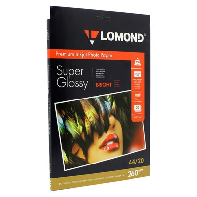 Фотобумага глянцевая Lomond Super Glossy Bright 260 г/м2, A4, 20 л (1103101)