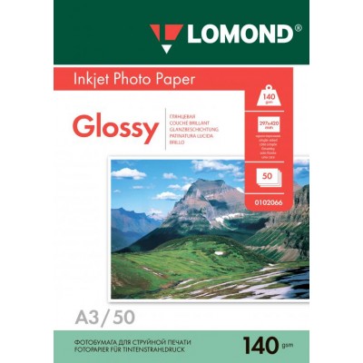 Фотобумага глянцевая одностороняя Lomond 140 г/м2, A3, 50 л (0102066)