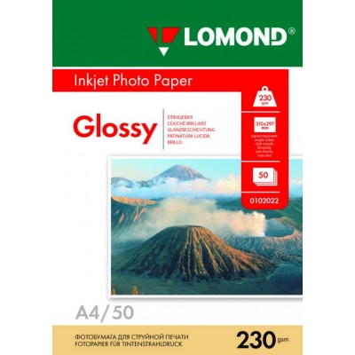 Фотобумага глянцевая одностороняя Lomond 230 г/м2, A4, 50 л (0102022)