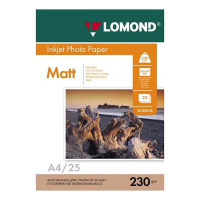 Фотобумага матовая одностороняя Lomond 230 г/м2, A4, 25 л (0102050)