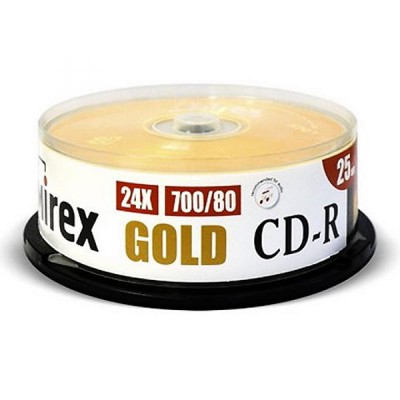 Диск CD-R Mirex 700 Mb, 24х, Gold, Cake Box 25 (UL120054A8M)