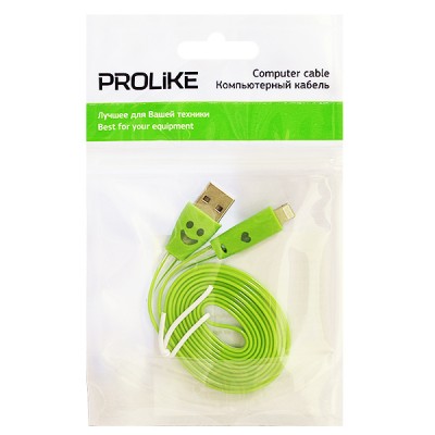 Кабель Prolike USB - 8 pin lightning с индикацией заряда, 1,2 м