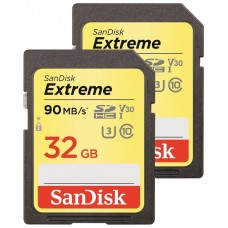 Карта памяти 32GB SanDisk Extreme SDHC Class 10 UHS-I 90 Mb/s 2-Pack (SDSDXVE-032G-GNCI2)