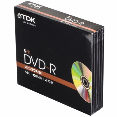 Диск TDK DVD-R 4.7GB 16x SL/5 шт