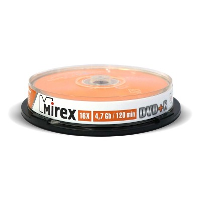 Диск Mirex DVD+R 4.7GB 16x, Cake Box (UL130013A1L)