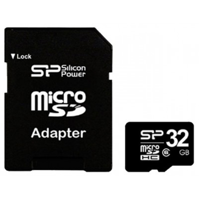 Карта памяти 32GB Silicon Power MicroSDHC Class 6 + SD адаптер (SP032GBSTH006V10-SP)