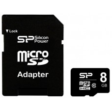 Карта памяти 8GB Silicon Power MicroSDHC Class 10 + SD адаптер (SP008GBSTH010V10-SP)