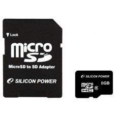 Карта памяти 8GB Silicon Power MicroSDHC Class 6 + SD адаптер (SP008GBSTH006V10-SP)