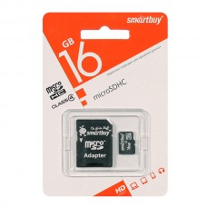 Карта памяти 16GB Smartbuy Class 4 + SD адаптер (SB16GBSDCL4-01)