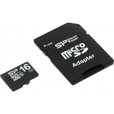 Карта памяти 16GB Silicon Power MicroSDHC Class 10 + SD адаптер (SP016GBSTH010V10-SP)