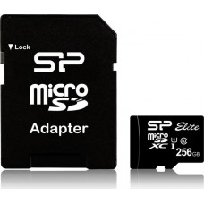 Карта памяти 256GB Silicon Power Elite Class 10 UHS-I + SD адаптер (SP256GBSTXBU1V10SP)
