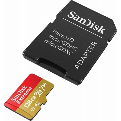 Карта памяти 128GB SanDisk Extreme MicroSDXC Class 10 UHS-I + SD адаптер (SDSQXA1-128G-GN6MA)