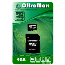 Карта памяти 4GB OltraMax Class 4 + SD-адаптер (OM004GCSDHC4-AD)