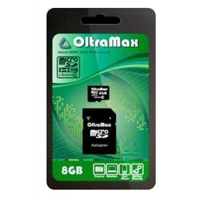 Карта памяти 8GB OltraMax Class 4 + SD-адаптер (OM008GCSDHC4-AD)