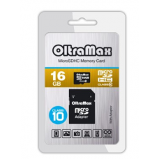 Карта памяти 16GB OltraMax MicroSDHC Class 10 + SD-адаптер (OM016GCSDHC10-AD)