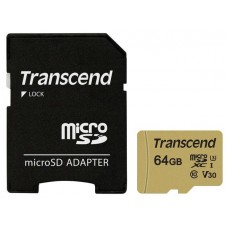 Карта памяти 64GB Transcend 500S MicroSDHC Class 10 UHS-I + SD-адаптер (TS64GUSD500S)