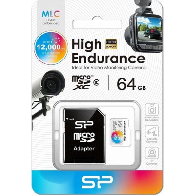 Карта памяти 64GB Silicon Power High Endurance MicroSDHC Class 10 UHS-I + SD адаптер (SP064GBSTXIU3V10SP)