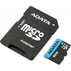 Карта памяти 64GB ADATA MicroSDXC Class 10 UHS-I + SD адаптер (AUSDX64GUICL10A1-RA1)