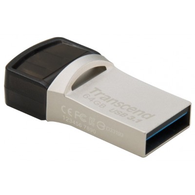 Флеш накопитель 64Gb Transcend JetFlash 890S OTG Silver USB 3.1 (TS64GJF890S)