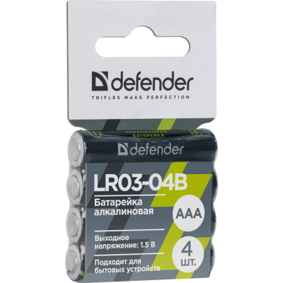 Батарейка алкалиновая Defender LR03-04B AAA 4 шт