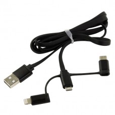 Кабель USB Smartbuy MicroUSB+Type-C+Lightning (iK-312 black)