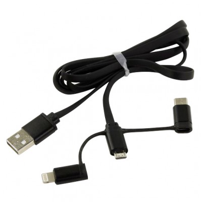 Кабель USB Smartbuy MicroUSB+Type-C+Lightning (iK-312 black)