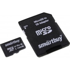 Карта памяти 128GB Smartbuy Pro MicroSDXC Class 10 UHS-I + SD адаптер (SB128GBSDCL10U3-01)