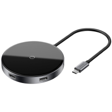 Хаб Baseus Circular Mirror (USB х4 + Type-C PD) Серый