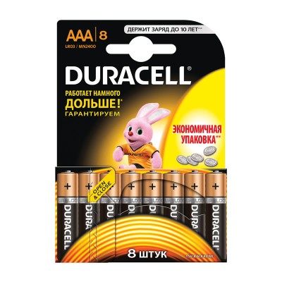 Элемент питания AAA Duracell LR03 BL8 BASIC (C0033441)
