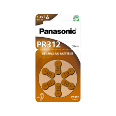 Элемент питания (батарейка/таблетка) Panasonic Red Zink для слуховых аппаратов [воздушно-цинковая, PR312, PR41, 1.4 В]