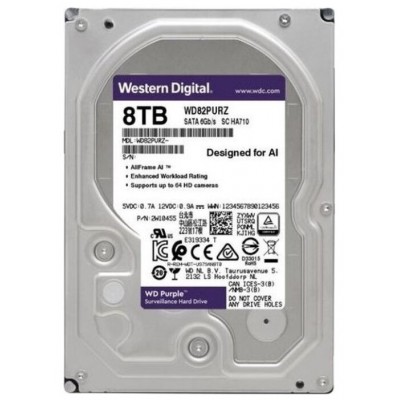 Внутренний жесткий диск 8TB WD Purple, 3.5", SATA III (WD82PURZ)