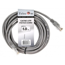Патч-корд Telecom UTP 5E 5m литой серый (NA102--5M_317376)