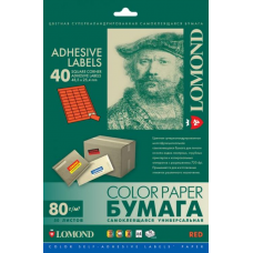 Бумага Lomond цветная самоклеящаяся для этикеток A4 80 г/м2 50л красная (2110195)