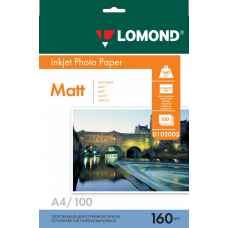 Бумага Lomond матовая односторонняя A4 160 г/м2 100л (0102005)