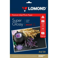 Фотобумага Lomond Super Glossy Bright микропористая A4 200 г/м2 20л (1101112)