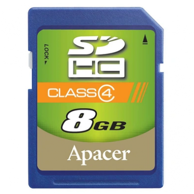 Карта памяти 8GB Apacer SDHC Class 4 (AP8GSDHC4-R)