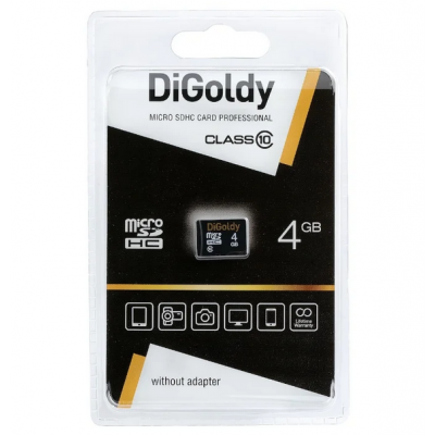 Карта памяти 8GB DiGoldy MicroSDHC Class 10 (DG008GCSDHC10-W/A-AD)