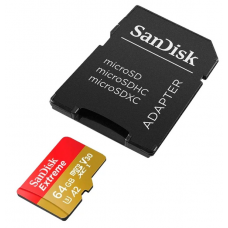 Карта памяти 64GB SanDisk Extreme MicroSDXC Class 10 UHS-I + SD адаптер (SDSDQXN-064G-G46A)