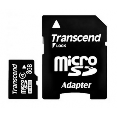 Карта памяти 8GB Transcend MicroSDHC Class 4 + SD адаптер (TS8GUSDHC4)