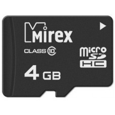 Карта памяти 4GB Mirex MicroSDHC Class 10 (13612-MC10SD04)