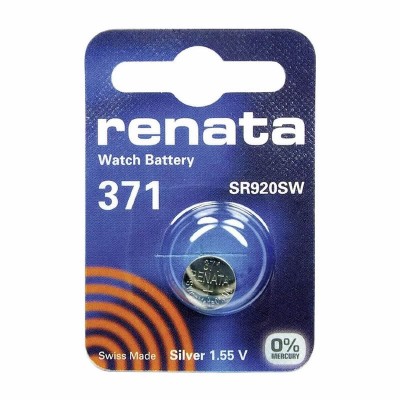 Элемент питания (батарейка/таблетка) Renata R371 [оксид-серебряная, 371, D371, V371, SR920SW, SR69, SR920, 1.55 В]