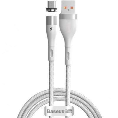 Кабель Baseus Zinc Magnetic USB - Micro USB 2.1A 1м Белый
