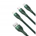 Кабель Baseus Flash One-for-three micro USB+Lightning+Type-C 5A 1.2м Зелёный