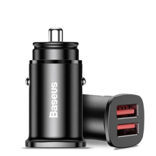 Зарядное устройство для авто Baseus Square metal A+A 30W Dual QC3.0 Чёрный