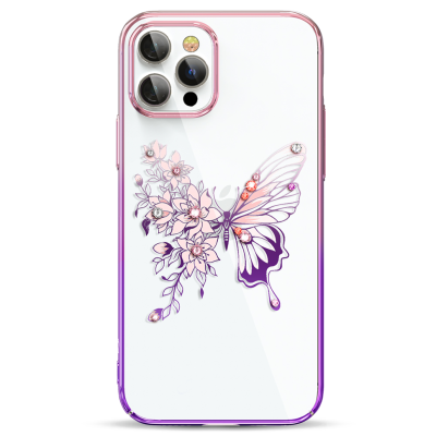 Чехол Kingxbar Butterfly для iPhone 12/12 Pro Розовый/Фиолетовый