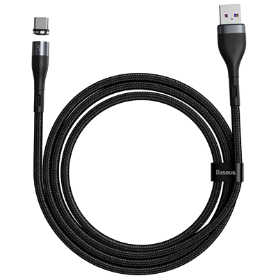 Кабель Baseus Zinc Magnetic USB - Type-C 5A 1м Серый/Чёрный