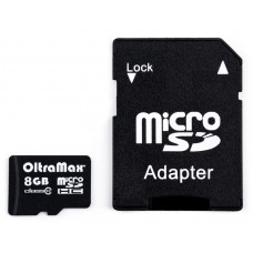 Карта памяти 8GB OltraMax MicroSDHC Class 10 + SD-адаптер (OM008GCSDHC10-AD)