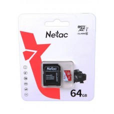 Карта памяти 64GB Netac MicroSD P500 Eco UHS-I Class 10 с переходником под SD